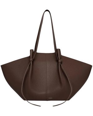 Yuzefi Tassen ,Bruin ,Leer Grote Mochi Pebble Grain Leren Tas