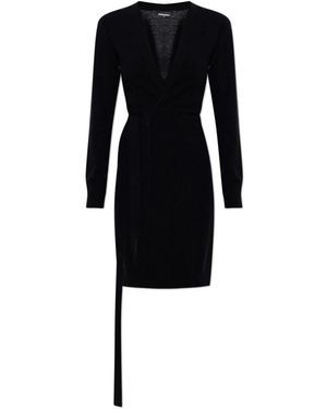 DSquared² Kleedjes ,Zwart ,Wol Jurk Met Ceintuur