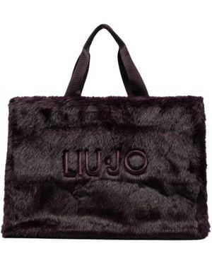 Liu Jo Tassen ,Paars ,Polyester Tote Tas Van Imitatiebont - Zwart