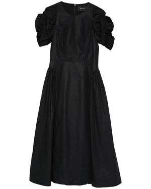 Simone Rocha Rose Puff Sleeve Hip Dress - Zwart