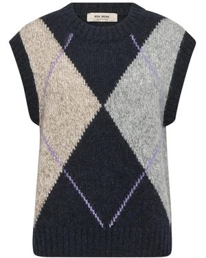 Mos Mosh Truien & Vesten ,Blauw ,Mmganna Patroon O-Hals Gebreide Top