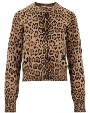 Burberry Truien & Vesten ,Veelkleurig ,Wol Leopard Jacquard Wol Kasjmier Vest - Bruin