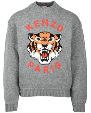 KENZO Round-Neck Knitwear - Grigio