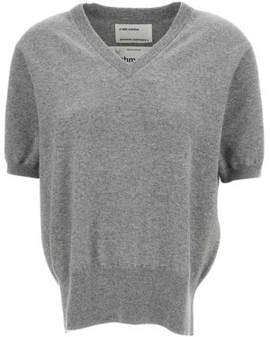 Extreme Cashmere V-Hals Gebreid Kort Mouwen - Grijs