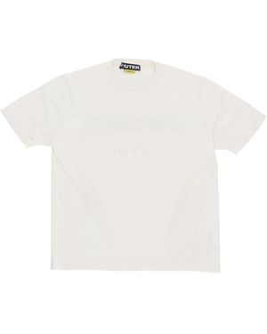 Iuter Beiges Jacquard Strick Tee Shirt - Weiß