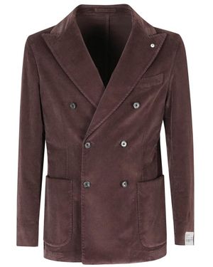 L.B.M. 1911 L.B. 1911, ,Jassen ,Paars ,Dubbelrijige Corduroy Jas - Bruin