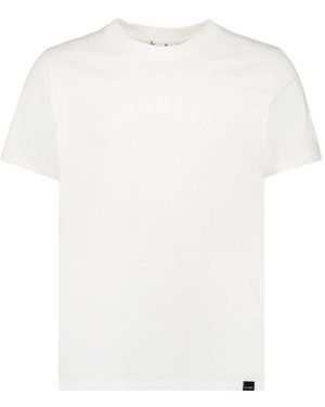 Courreges Bedrucktes logo rundhals t-shirt,bedrucktes logo baumwoll-t-shirt - Weiß