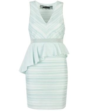 Patrizia Pepe Kleedjes ,Groen ,Leer Fitted Mini Dress With Peplum - Blauw