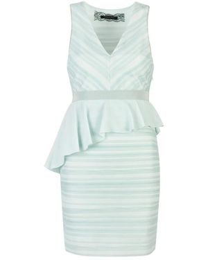 Patrizia Pepe Kleedjes ,Groen ,Leer Fitted Mini Dress With Peplum - Blauw