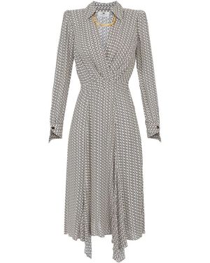 Elisabetta Franchi Midi-Kleid Mit Geometrischem Druck - Grau