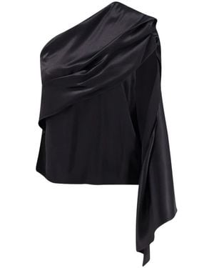 Alberta Ferretti Tops ,Zwart ,Mouwloze Top Met Drap