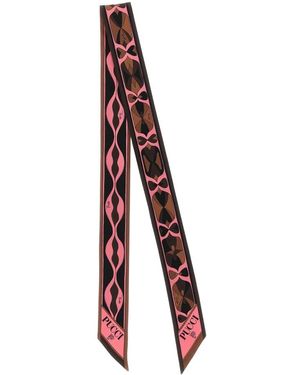 PUCCI Accessoires ,Veelkleurig ,Gemengde Print Zijden Bandeau - Rood