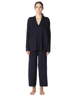 SMINFINITY Plissé V-Hals Trui - Blauw