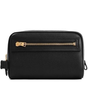 Tom Ford Full-Grain Leather Toiletry Case With Side Handle - Black