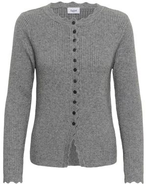 Saint Tropez Mila Rundhals-Strickjacke - Grau