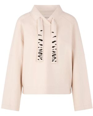 Marc Cain Hoodies & Sweatvesten ,Katoen Sweatshirt Met Losse Snit - Naturel