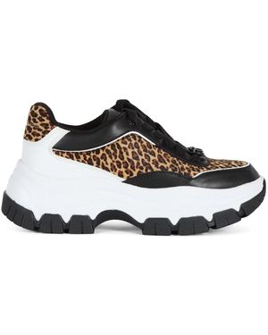 Guess Chunky Ecoleather Sneakers Con Insertos De Animal Print, Mujer, Talla - Negro