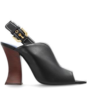 Lanvin Schoenen ,Zwart ,Leer Sandalen Met Gespsluiting
