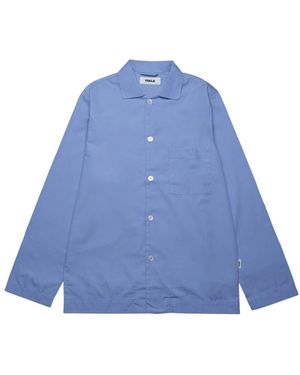 Tekla Korenbloemblauwe Pyjama Shirt 100% Katoen