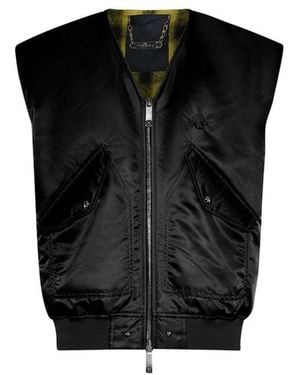 John Richmond Jassen ,Zwart ,Nylon Vest Met Ritssluiting Aan De Voorkant En Functionele Details