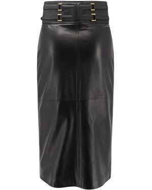 Elisabetta Franchi High-Waisted Leather Skirt - Zwart