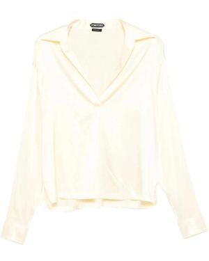 Tom Ford Stretch Zijde Satijnen Polo - Wit