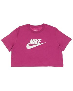 Nike Fitness ,Rood ,Katoen Cactus Flower Crop Icon T-Shirt - Roze