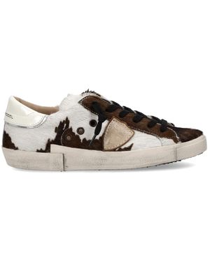 Philippe Model Schoenen ,Wit ,Katoen Prsx Tennis - Bruin