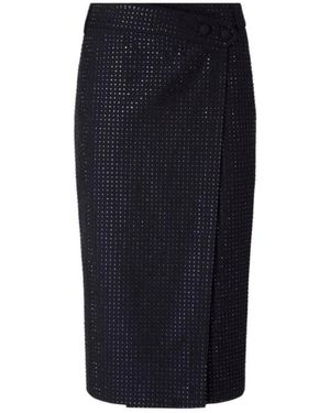 Pinko Rokken ,Blauw ,Polyester Midi-Rok Met Overslag En Strass-Steentjes
