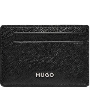 HUGO Accessoires ,Zwart ,Leer Set Van Pasjeshouder En Sleutelhanger Van Kunstleer