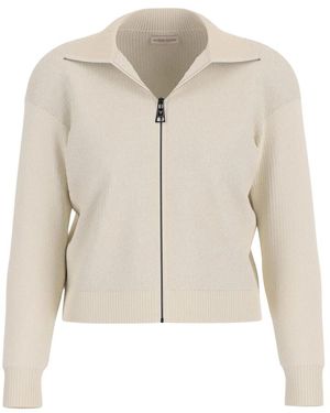 Guess Weiße Strickjacke Mit Reißverschlusskragen - Natur