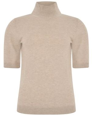Max Mara Trui Met Col En Korte Mouwen - Naturel