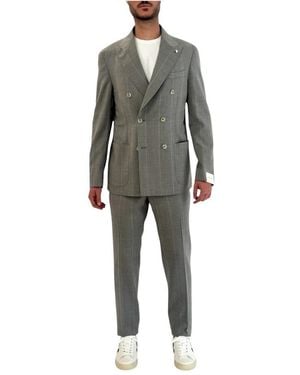 L.B.M. 1911 Kostuums ,Grijs ,Leer Single Breasted Suits
