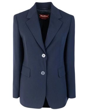 Max Mara Chaquetas Azules Tessuto Triacetato Poliéster, Mujer, Talla