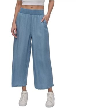 DKNY Broeken ,Blauw ,Pull On Tencel Wide Leg Pants