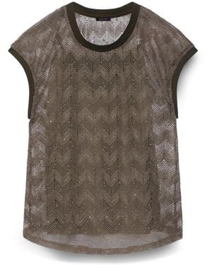 FIORELLA RUBINO Openwork Ajouré Brei Top Met Pailletten - Bruin