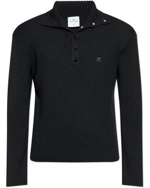 Courreges V-Neck Knitwear - Black