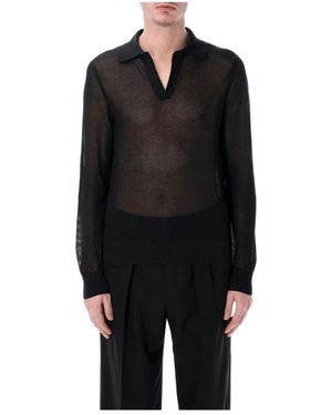 Tom Ford Mesh Katoen Zijde V-Hals Knit - Zwart