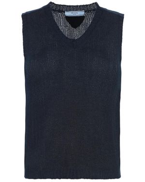Prada V-Ausschnitt Kaschmirweste - Blau
