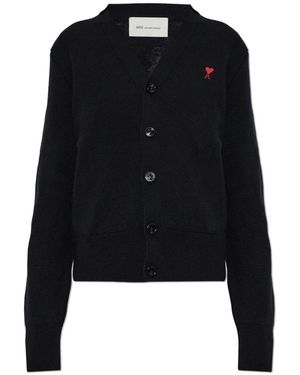 Ami Paris De Coeur V-Ausschnitt Cardigan - Schwarz