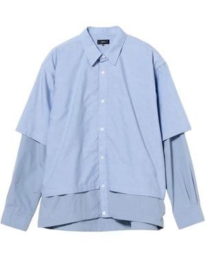 Beams Plus Overhemden ,Blauw ,Katoen Layered Shirt