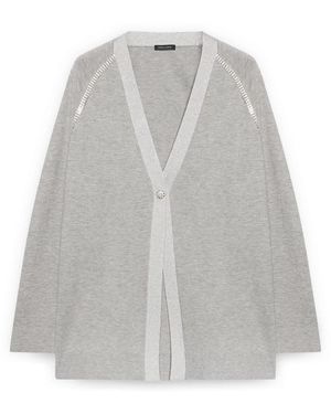 FIORELLA RUBINO Truien & Vesten ,Grijs ,Polyester Fijngebreid Vest Met Kristallen Applicaties