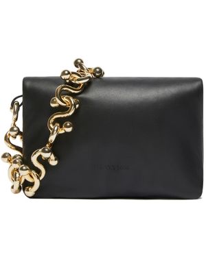 Sportmax Schwarze Leder-Schultertasche Mit Logo