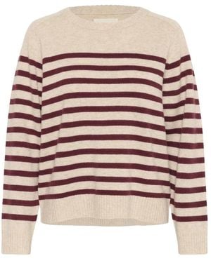 Part Two Tawny Port Stripe Strickpullover - Natur