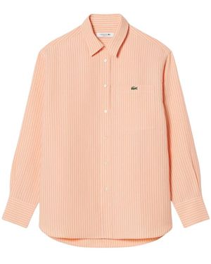 Lacoste Overhemden ,Oranje ,Linnen Oversized Linnenmix Shirt - Roze