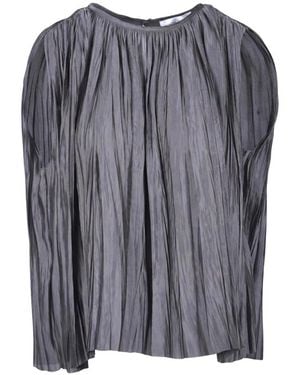 Roberto Collina Overhemden ,Grijs ,Polyester Top Plissettato