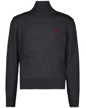 Ami Paris Heart Friend Turtleneck Sweater - Blauw