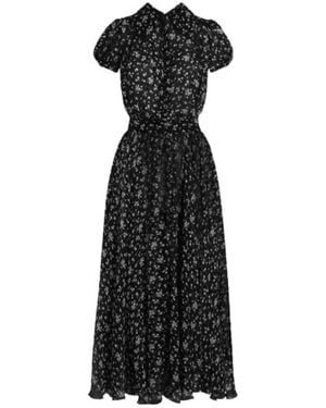 Dolce & Gabbana Kleedjes ,Zwart ,Chiffon Jurk Met Bloemenprint