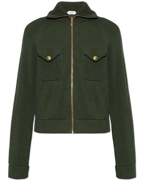Versace Truien & Vesten ,Groen ,Katoen Wool Knit Zip Sweater
