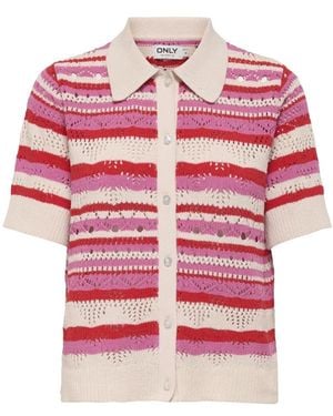 ONLY Tops ,Veelkleurig ,Polyester Onllula Gebreide Polo Neck - Roze